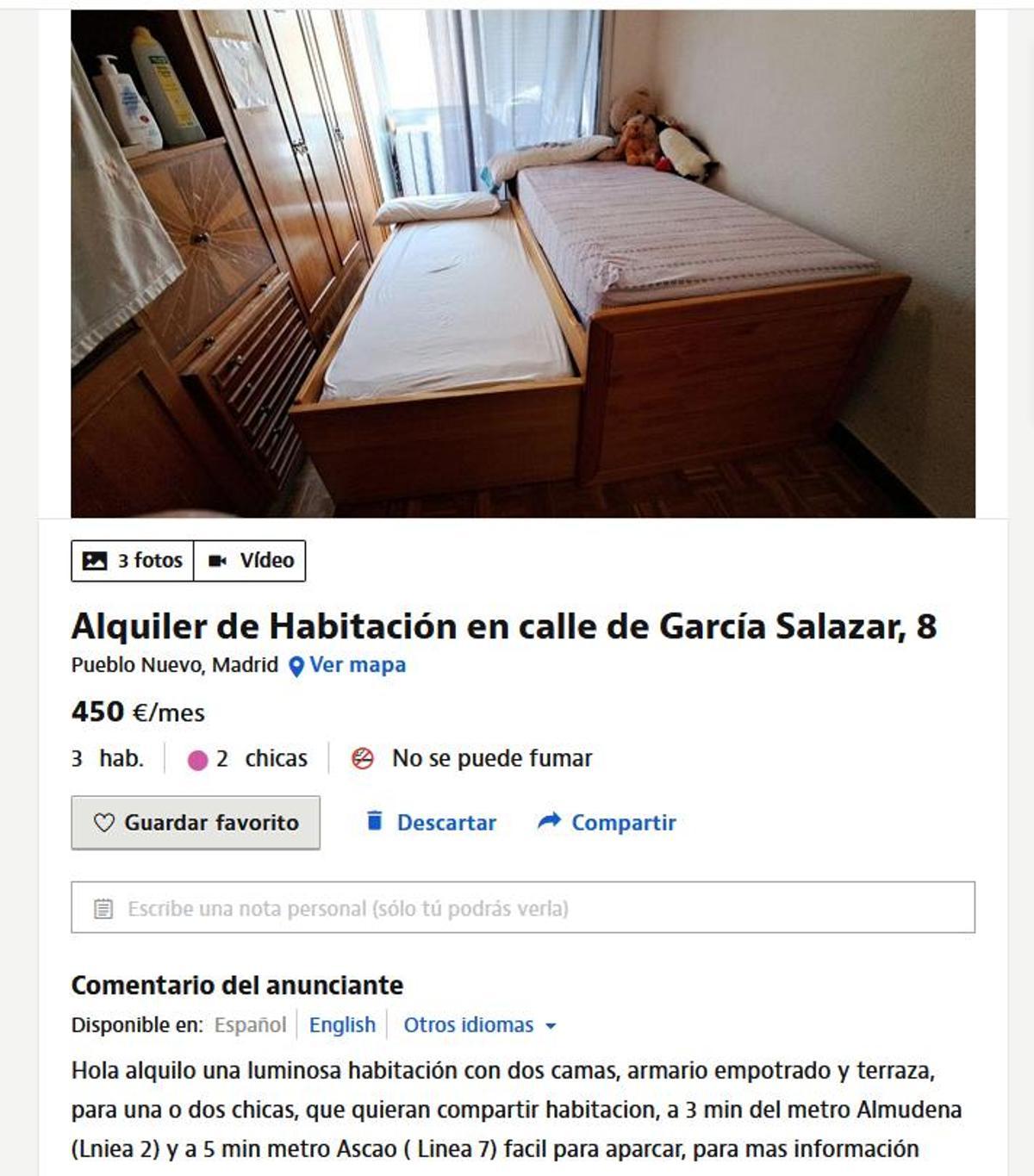 Alquiler de literas y habitaciones compartidas en Madrid