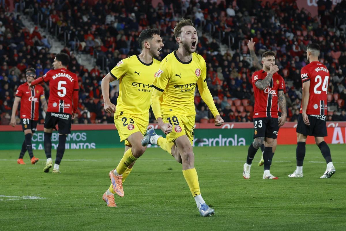 El triomf a Palma en el primer partit de l'any donava dos punts de coixí al Girona respecte al descens