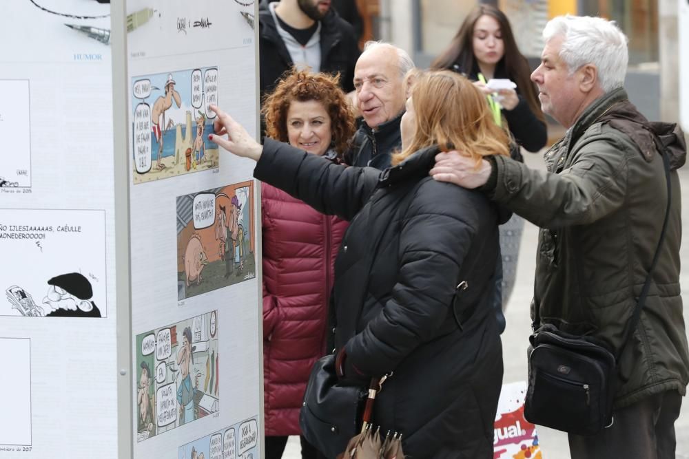 Viandantes disfrutan de la exposición