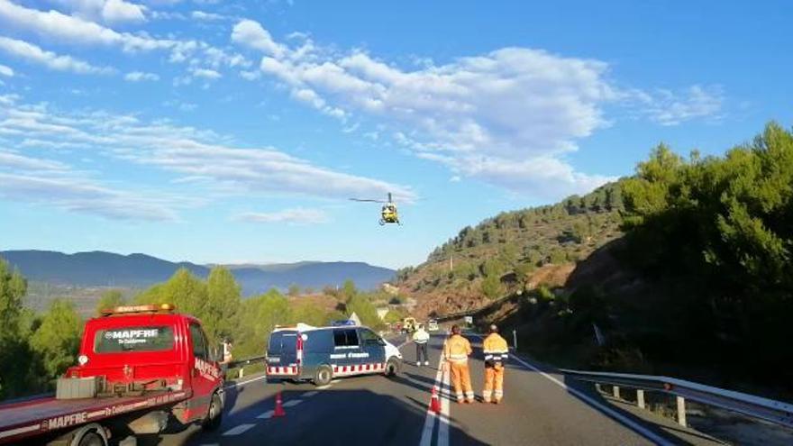 Un ferit crític en un accident a la carretera C-55, a Callús