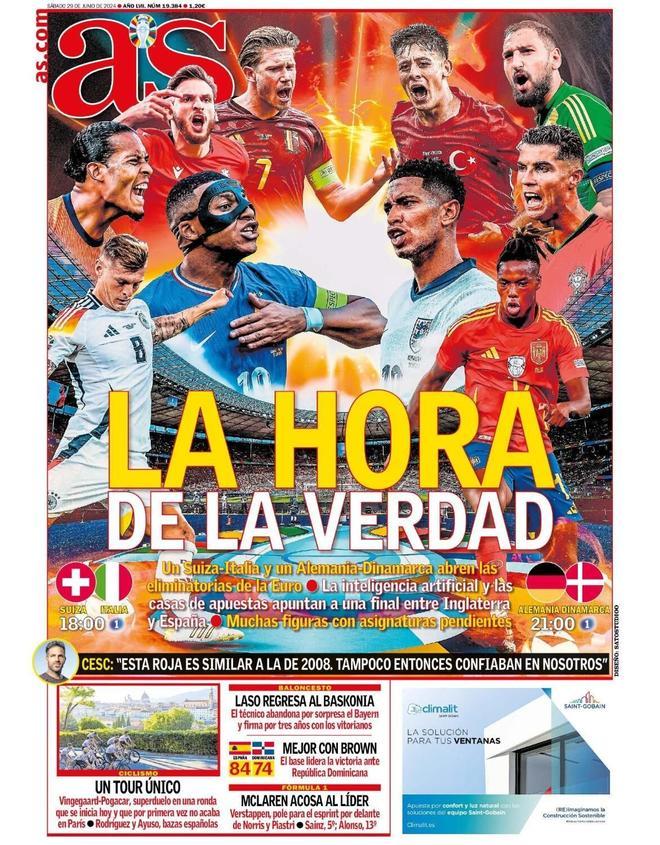 Las portadas de la prensa deportiva de hoy, sábado 29 de junio del 2024