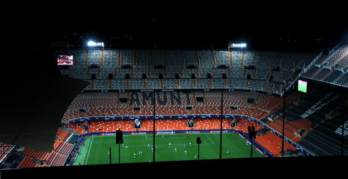 Partido de octavos de final de Champions League del 10 de marzo de 2020 entre el Valencia CF y el Atalanta a puerta cerrada.