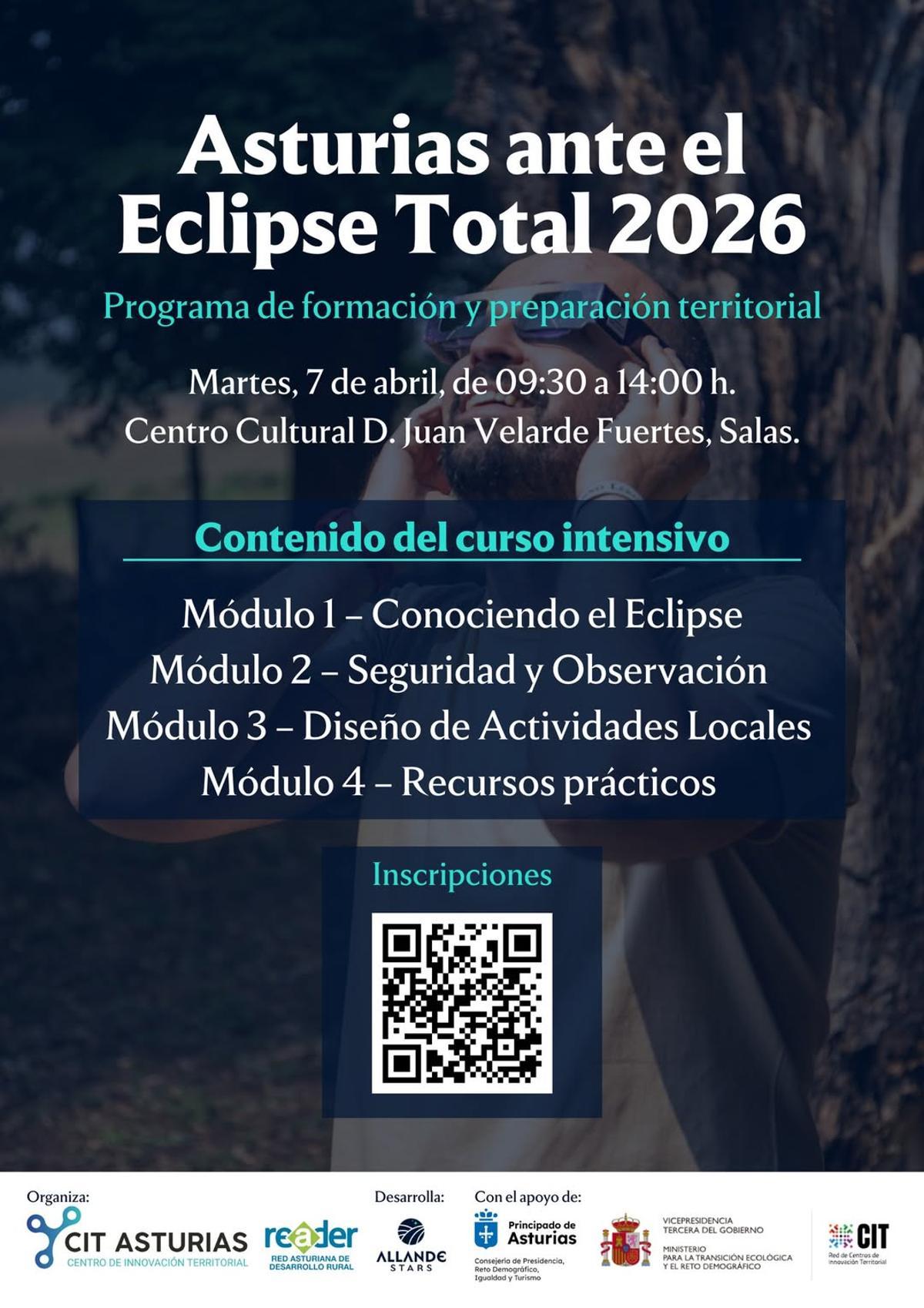 Cartel de la formación con el QR para las inscripciones.