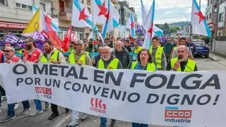 La huelga del metal paraliza la industria en O Salnés y Caldas en exigencia de un «convenio digno»