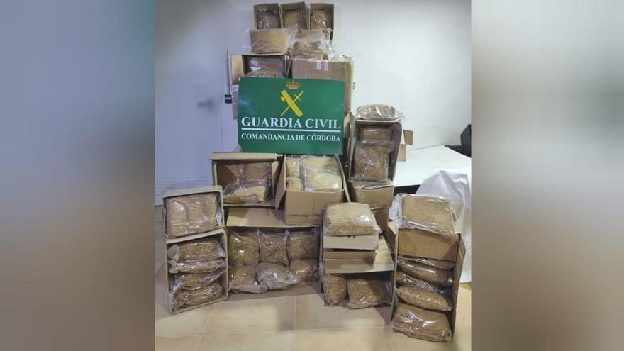 El destacamento fiscal de la Guardia Civil de Córdoba intervino más de 640 kilos de picadura de tabaco y 570 cajetillas en 2025