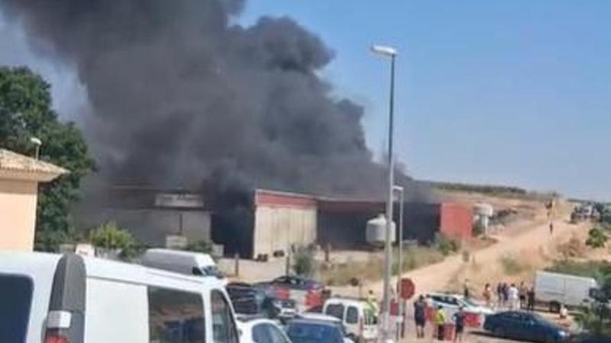 Vídeo | Incendio en unas naves agrícolas en Solana de los Barros, Badajoz