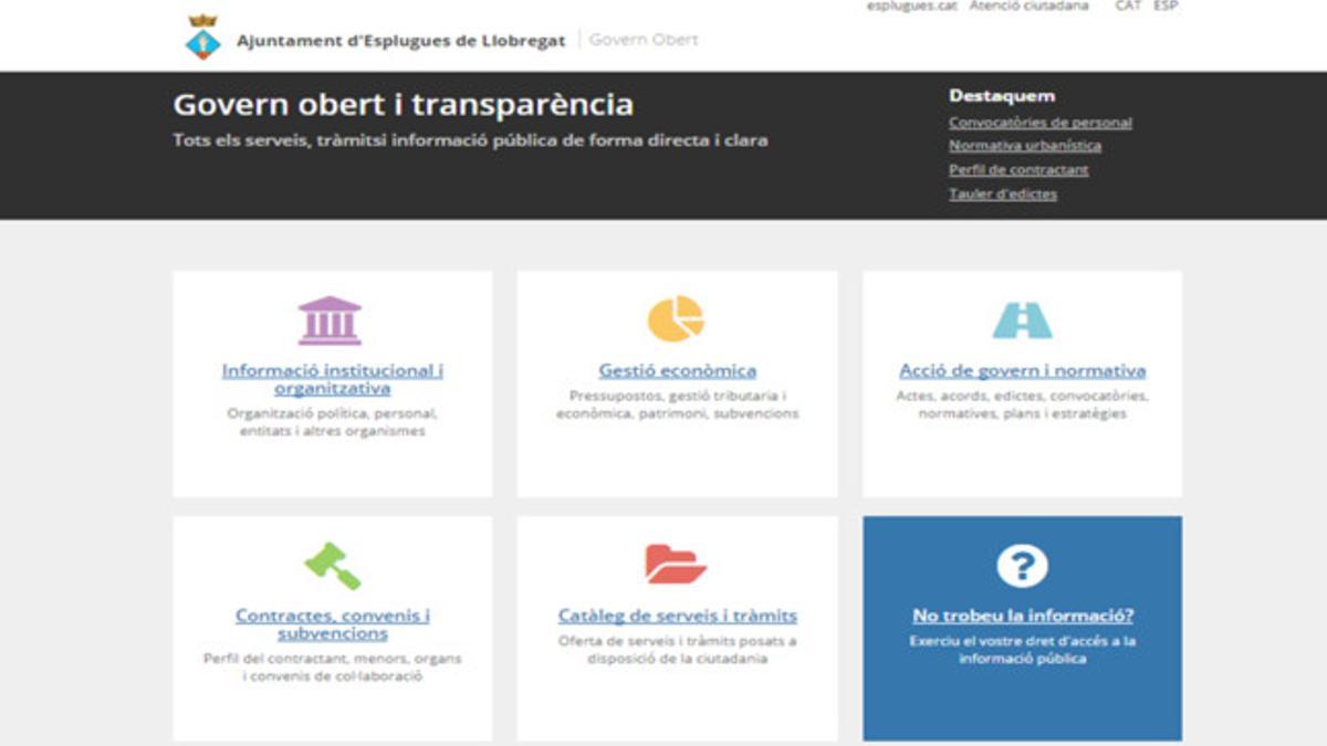 El nuevo portal Gobierno Abierto y Transparencia de Esplugues agrupa servicios, trámites e información pública de interés