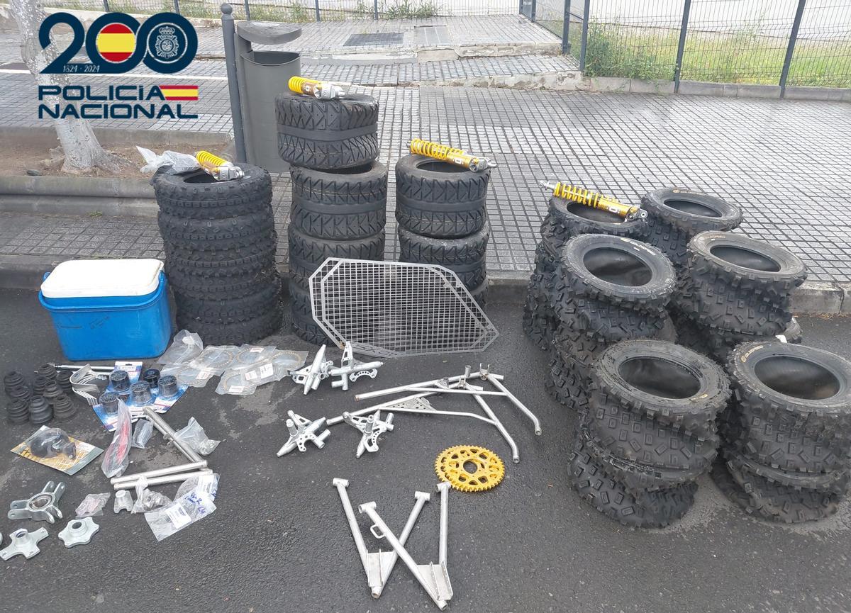 Material recuperado por la Policía Nacional tras el robo en un taller de karts en Gran Canaria