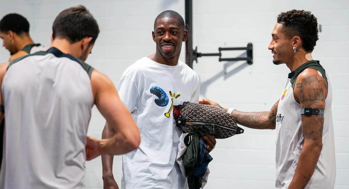 Dembélé y Raphinha, en la ciudad deportiva del Barça en Sant Joan Despí.