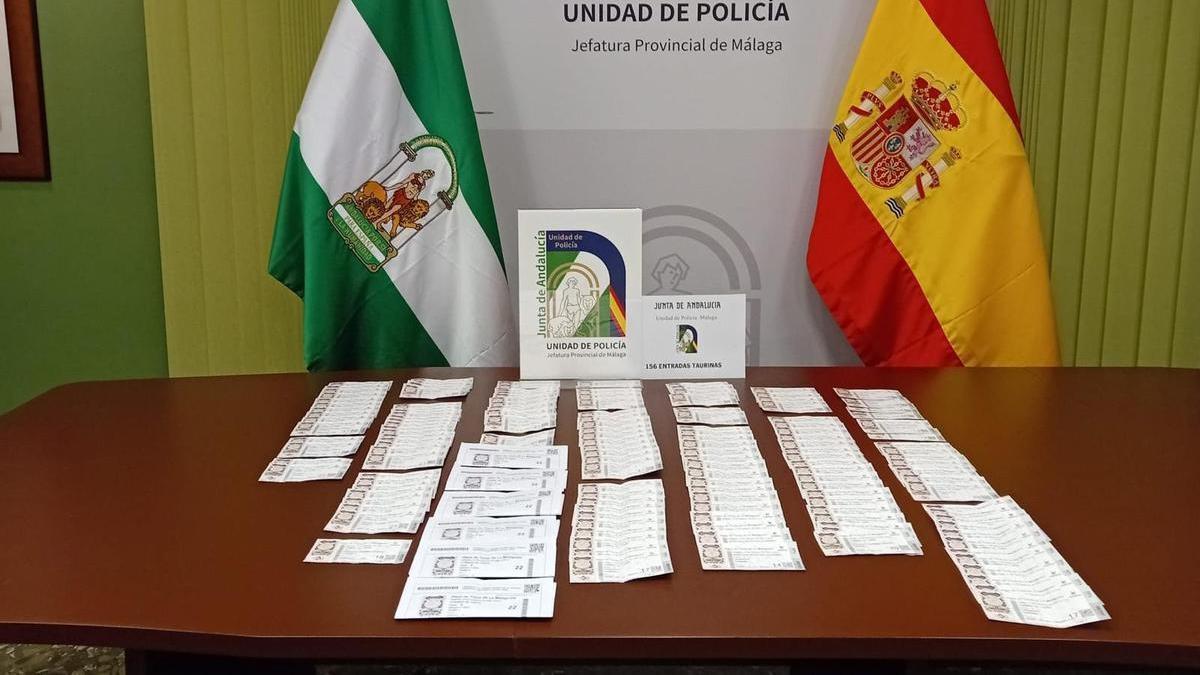 Entradas en la reventa intervenidas durante la Feria Taurina de Málaga