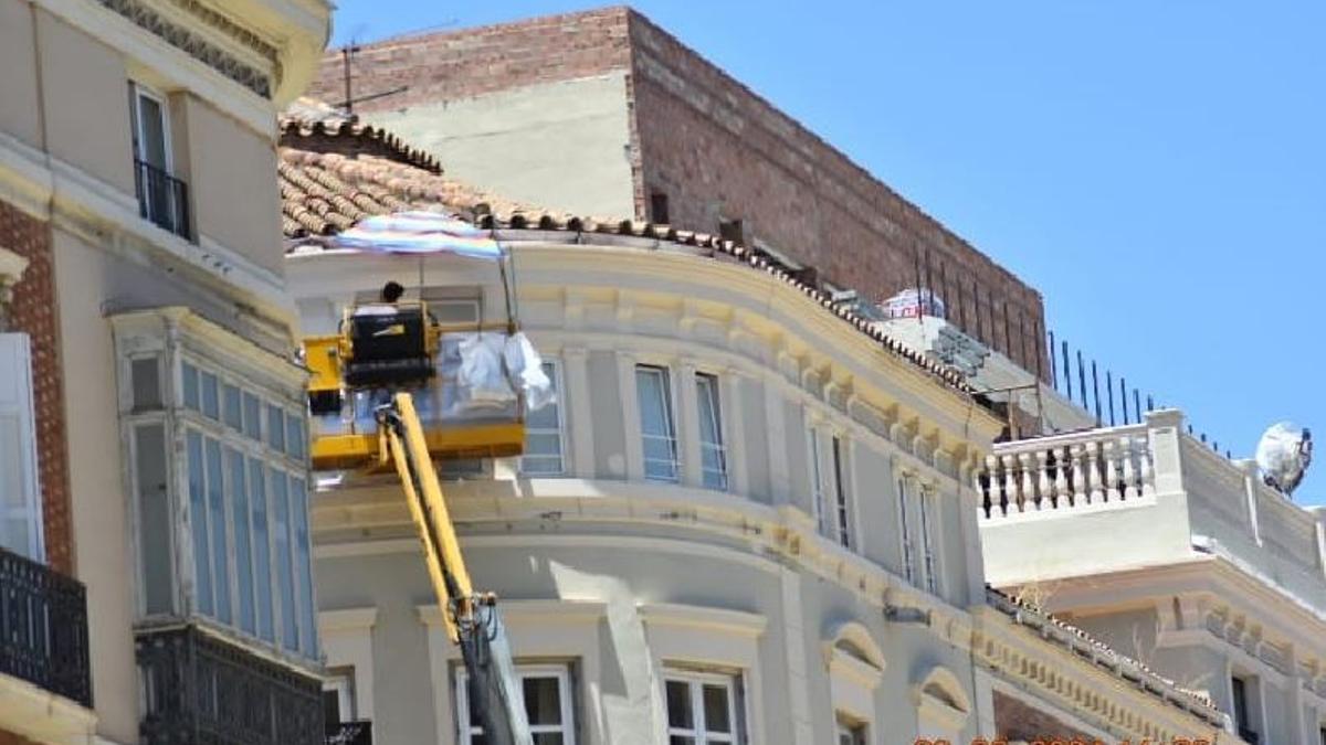 Detalle de la obra, en el edificio de calle Larios.