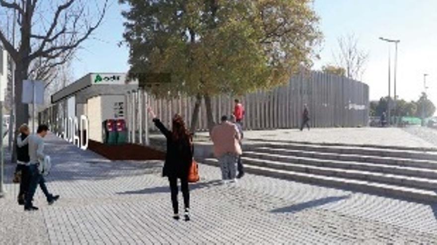 Recreación del acceso al apeadero del cercanias de Córdoba en la avenida de la Igualdad.