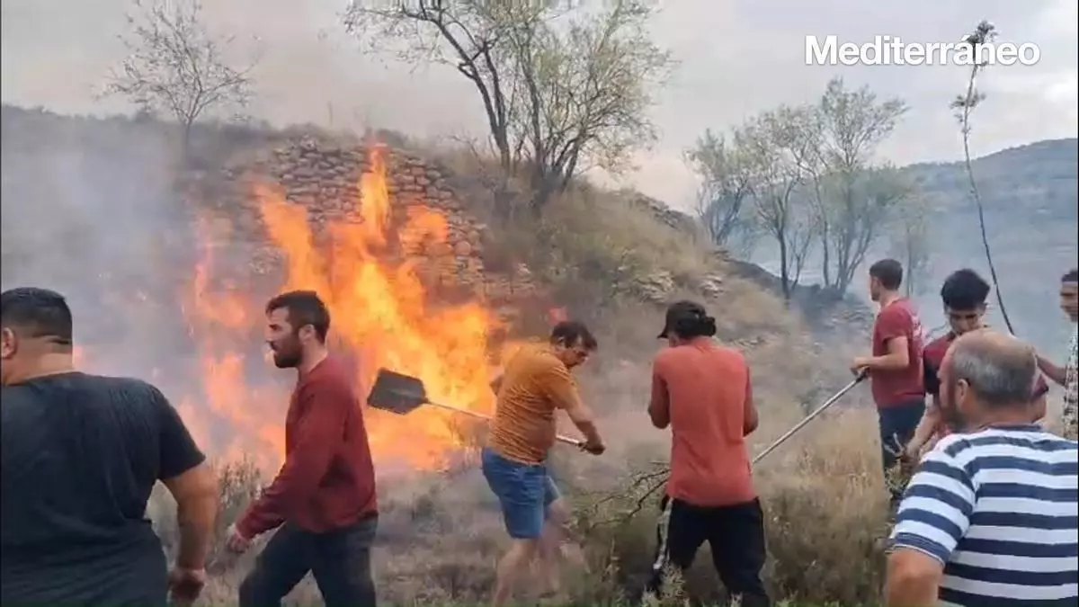 Incendio forestal en Forcall: Estabilizado el fuego después de que ardiera el camión de cerdos accidentado hace 5 días