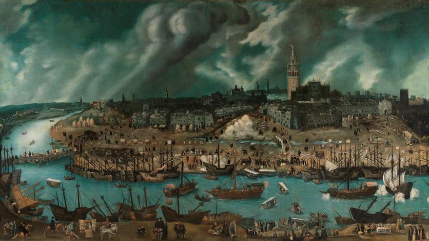 ‘Vista de la ciudad de Sevilla’. Pintura atribuida a Alonso Sánchez Coello (finales del siglo XVI). / Museo del Prado