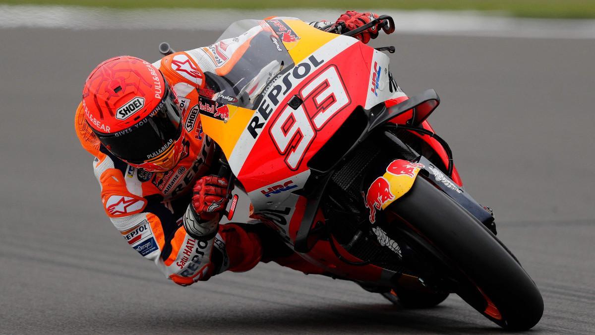 Marc Márquez, durante los libres en Silverstone