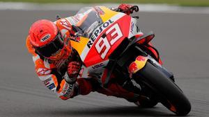 Marc Márquez, durante los libres en Silverstone