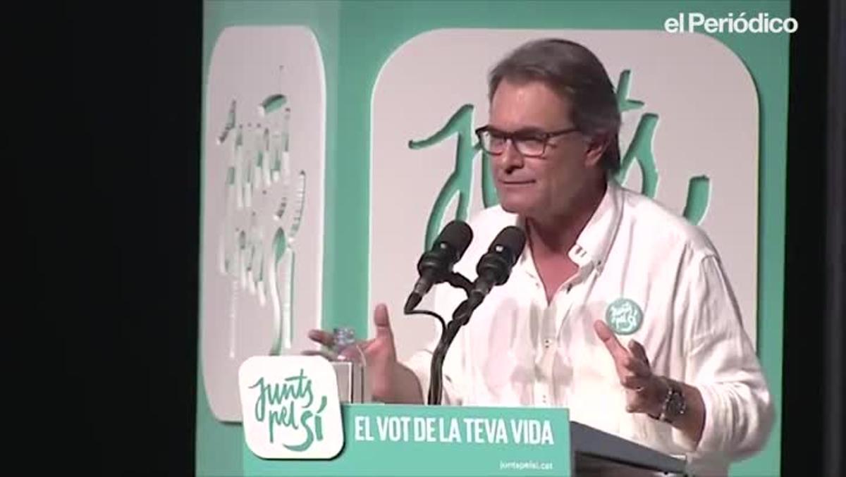 Artur Mas, durant la seva intervenció en un míting de JxSí, el setembre del 2015 a l’Hospitalet de Llobregat, durant la campanya del 27-S.