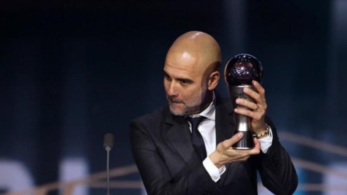 Pep Guardiola, després de guanyar el premi The Best al millor entrenador