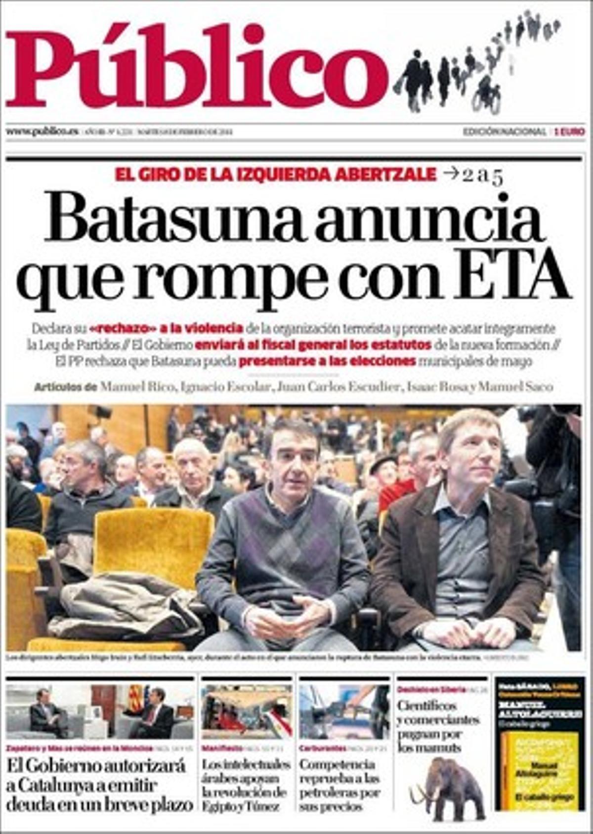 ’Público’ també destaca que el sastre de Francisco Camps ha denunciat ara que Forever Young va falsificar factures després de la visita del dirigent del PP Federico Trillo al propietari de l’empresa, i també que el desglaç accelera les expedicions que persegueixen restes de mamuts a Sibèria.