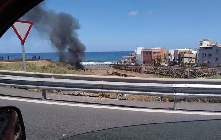 Incendio en una chabola en el Barranco de San Andrés, en Moya.