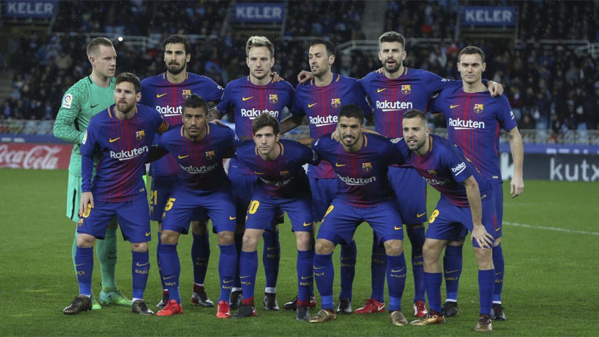 La alineación del Barça frente a la Real Sociedad en el partido de la Liga 2017/18 en Anoeta