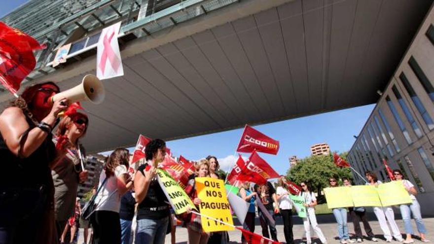 Un momento de la manifestación de los trabajadores de ASER Servicios Sociales.