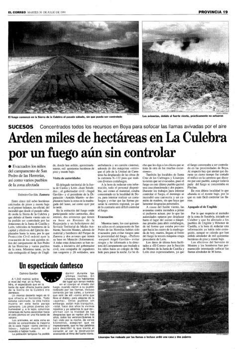 Así te contamos el incendio de La Culebra en 1991