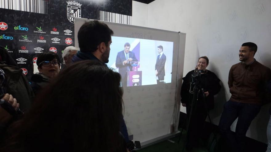 Los jugadores del Badajoz durante el sorteo de la Copa del Rey