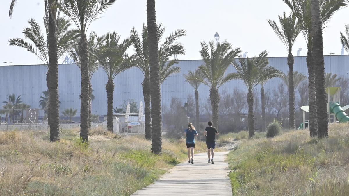 Imagen del sendero azul de la playa del Pinar, en el Grau de Castelló.