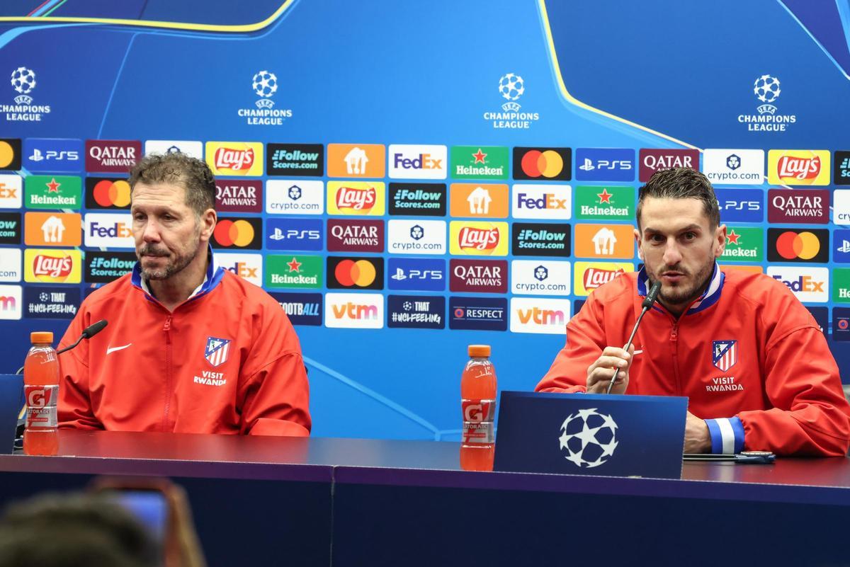 Simeone y Koke en rueda de prensa