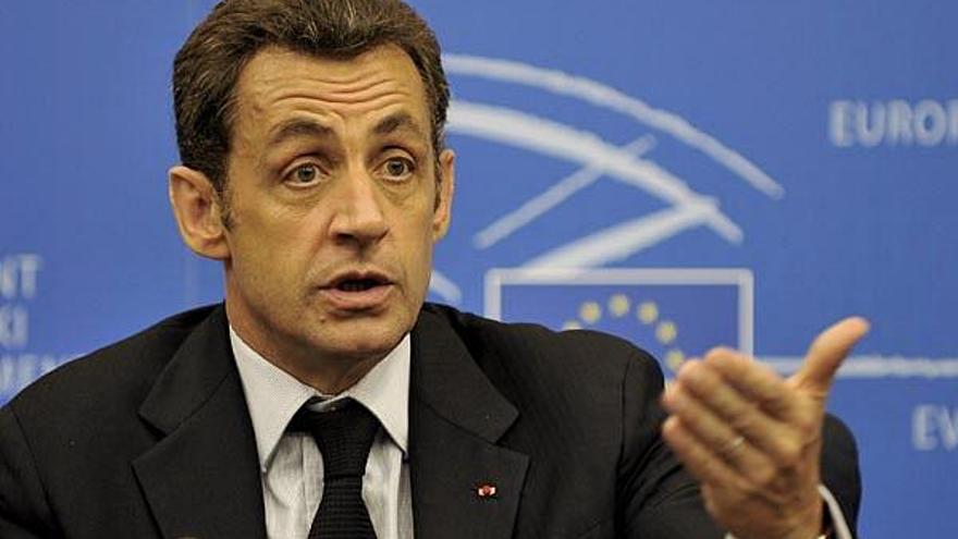 Nicolas Sarkozy, durante la rueda de prensa tras la sesión plenaria.