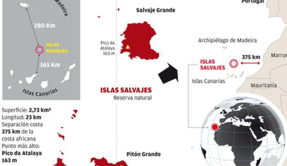 Infografía de la situación de las Islas Salvajes.