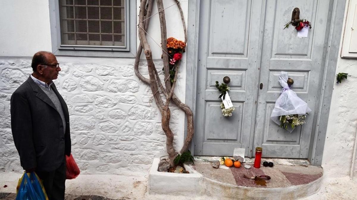 La puerta del domicilio de Leonard Cohen en Hidra.