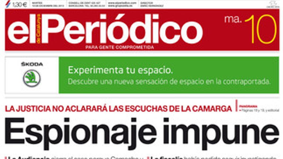 La portada de EL PERIÓDICO (10-12-2013).