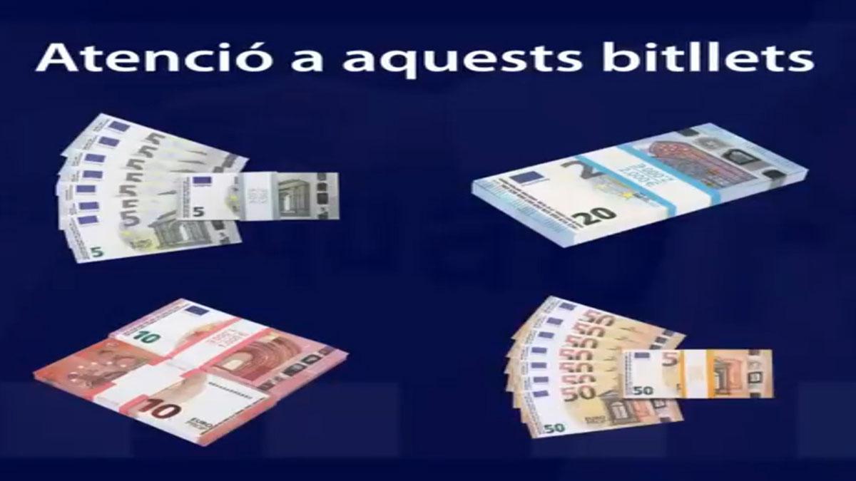 Los Mossos explican en un vídeo cómo detectar unos billetes falsos