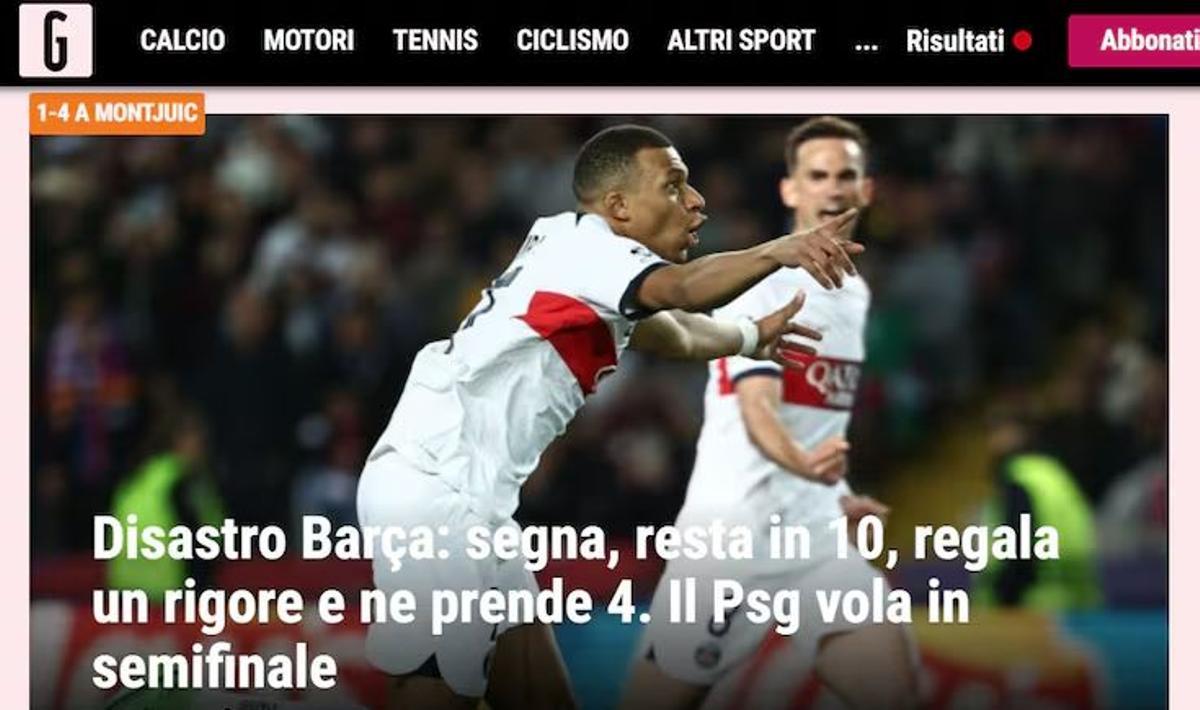 La Gazzetta dello Sport tras el Barça - PSG