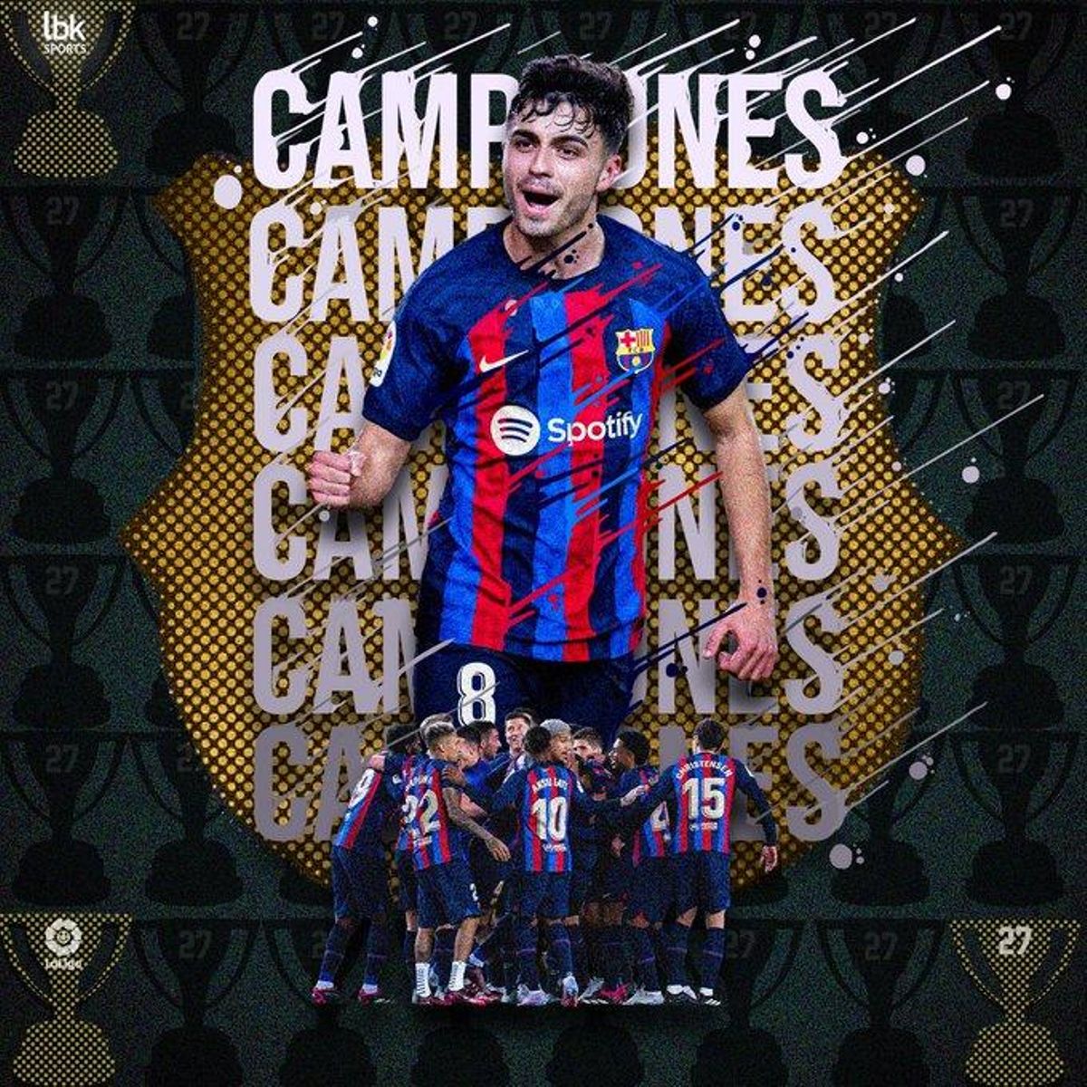 Imagen compartida por Pedri en su perfil de Twitter para celebrar el campeonato.