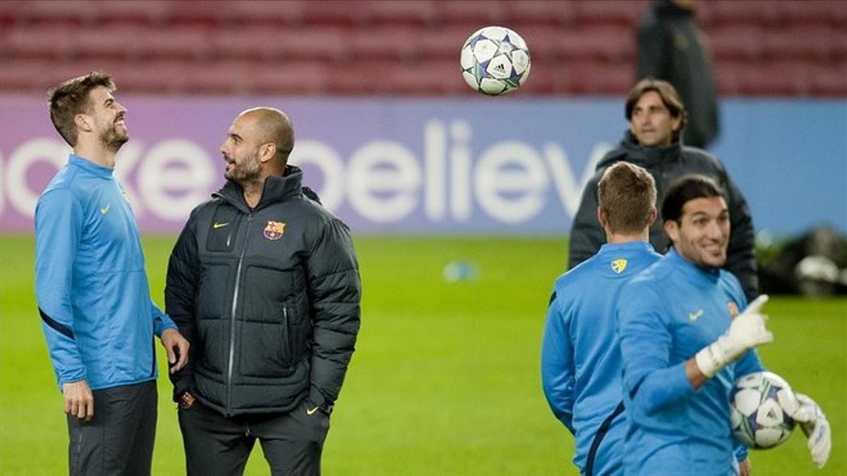 Guardiola y Piqué, cuando estaban ambos en el Barça.