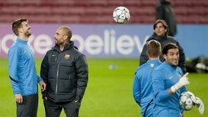 Guardiola y Piqué, cuando estaban ambos en el Barça.