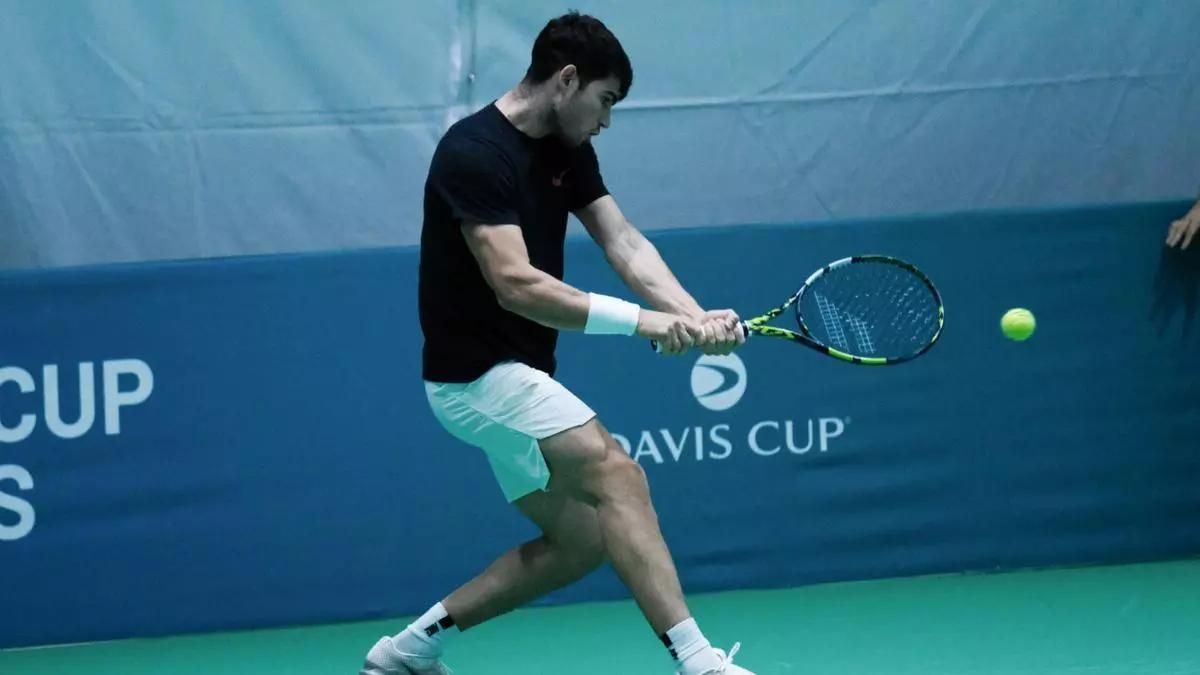 Primer entrenamiento de Carlos Alcaraz en Málaga.
