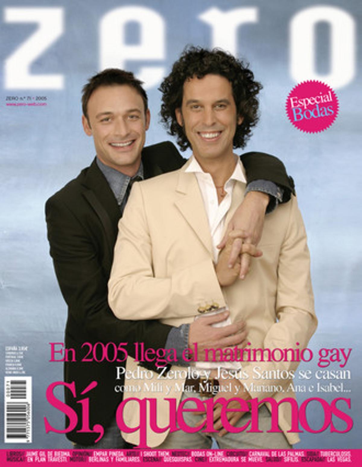 Zerolo y su marido, en portada de la revista ’Zero’.