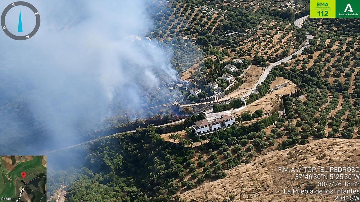 VÍDEO | Imágenes del incendio forestal en la Puebla de los Infantes (Sevilla)