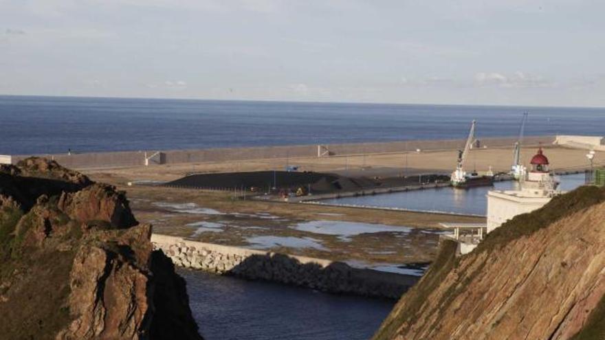 Carbón almacenado en el puerto de El Musel, en Gijón, este mes de octubre.