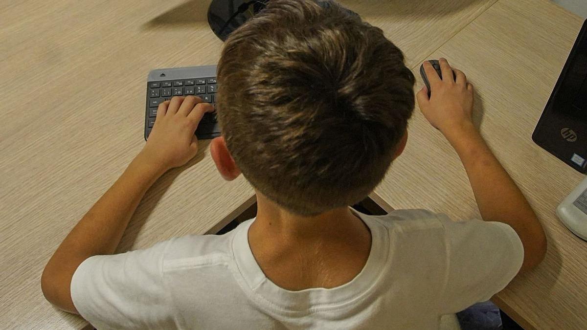 Un nen fa una consulta a internet. | MARC MARTÍ FONT