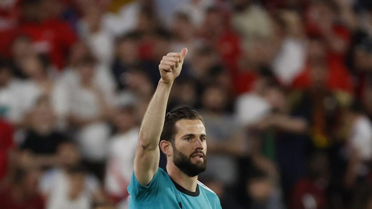 Nacho va fer un dels tres gols del Madrid anit a Sevilla. | EFE/JULIO MUÑOZ
