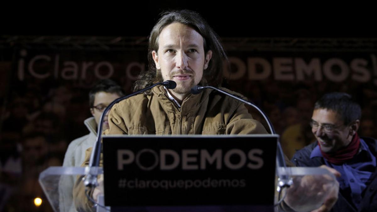 Pablo Iglesias valora los resultados de Podemos, anoche en Madrid.