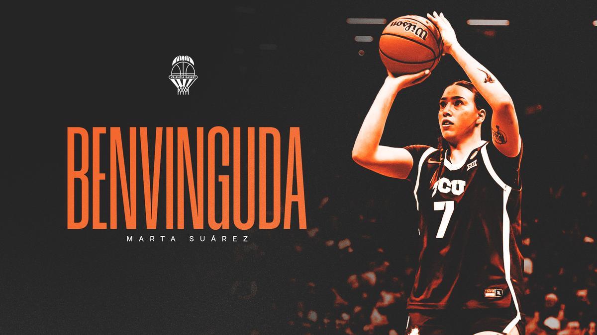 Marta Suárez, en el anuncio de su presentación como nueva jugadora del Valencia Basket.