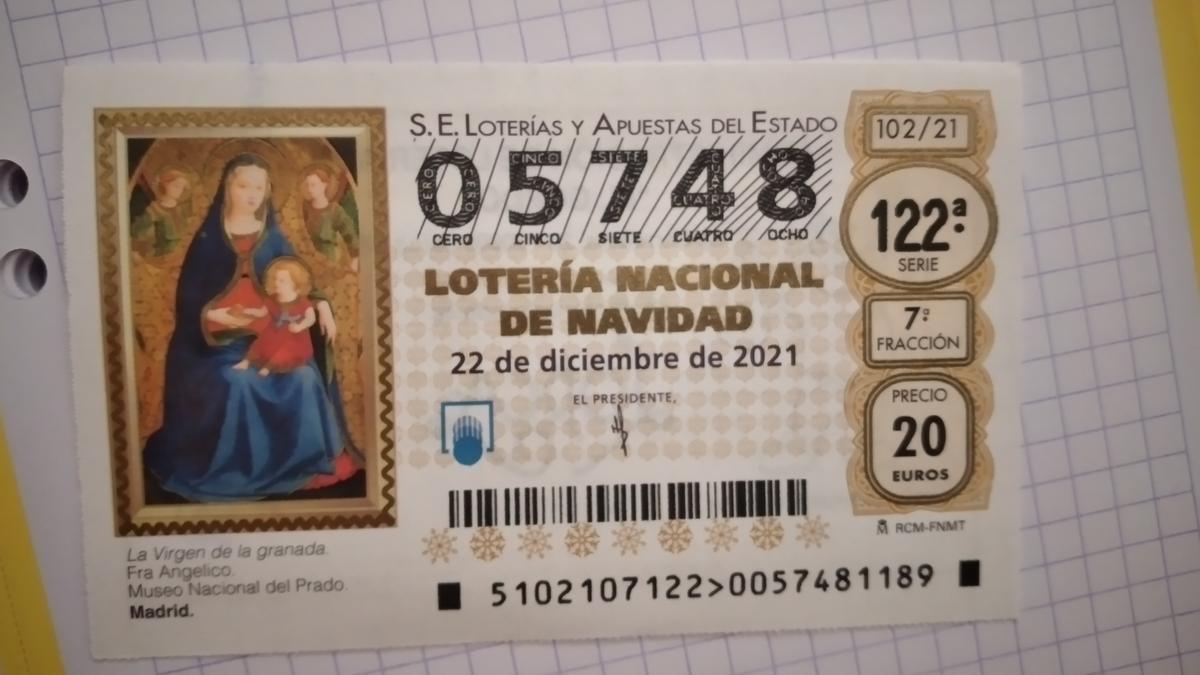 Décimo de lotería de Navidad de la Hermandad de la Curia idéntico al que robaron a la abogada.