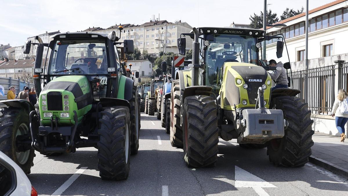 Concentración de tractores en Santiago el pasado mes de febrero