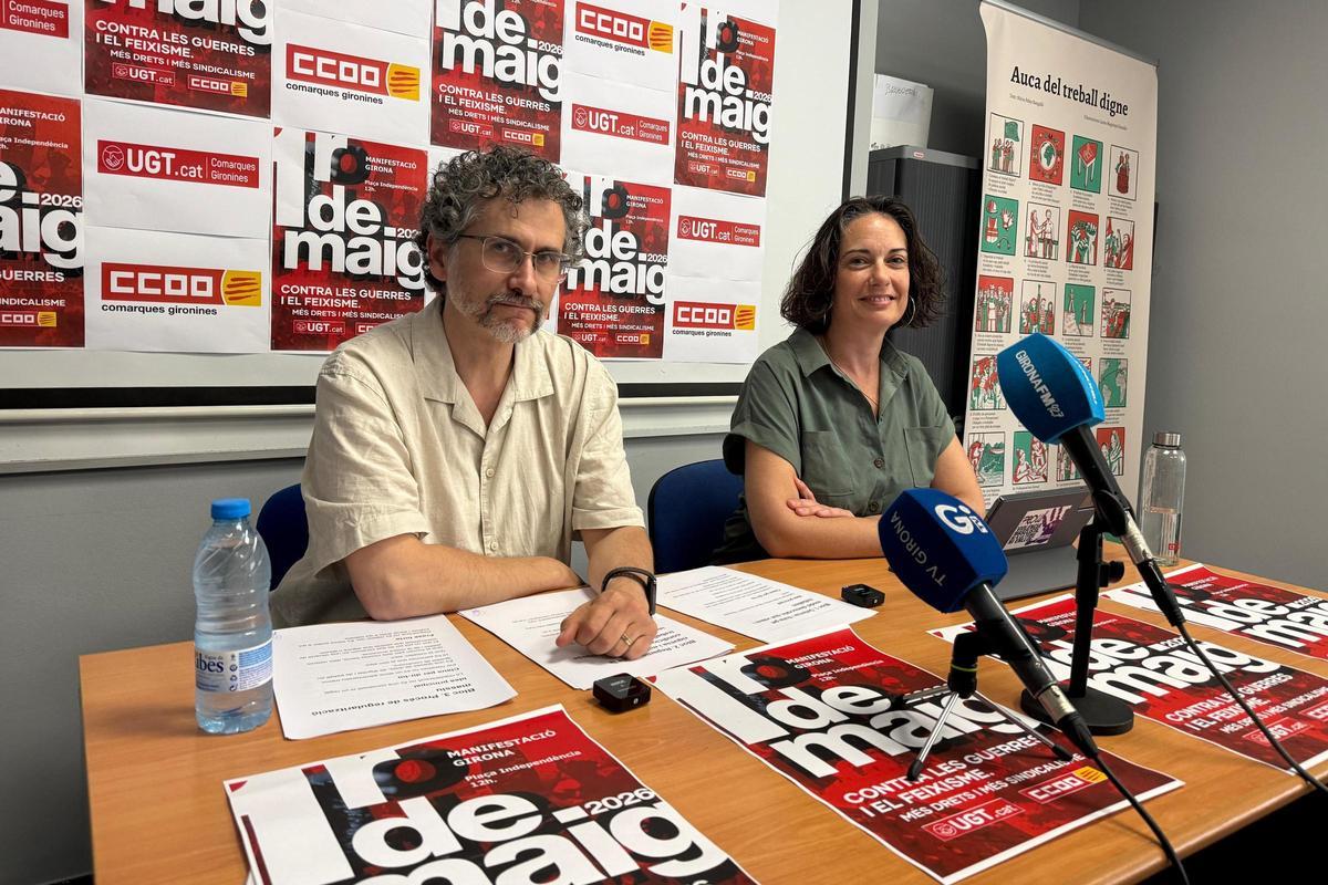 Maxi Rica i Diana Estudillo a la roda de premsa conjunta a Girona